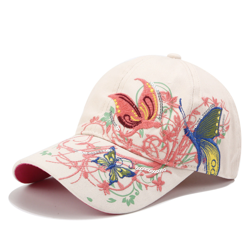 Wholesale Sequined butterfly embroidered baseball cap embroidered peaked cap